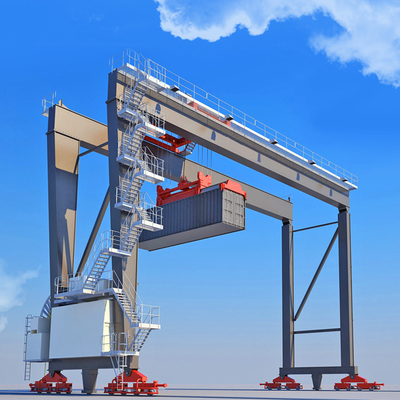 Customized Electric Shipping Container Gantry Crane 22m Rubber Tyred